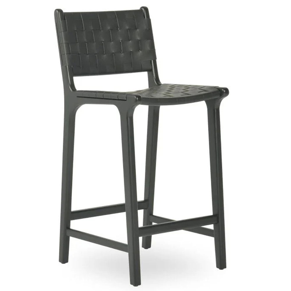 Brooklyn bar stool woven black seat black frame