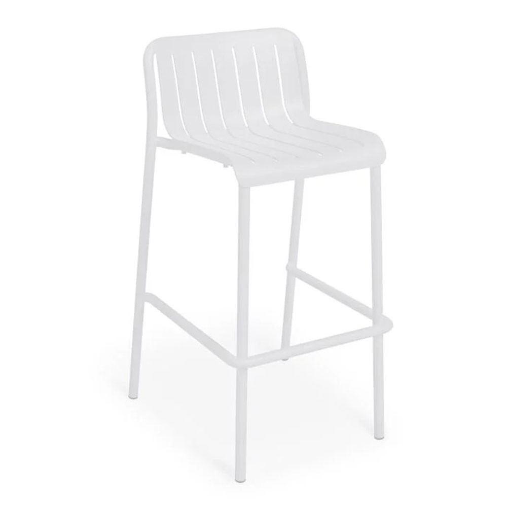 Roku outdoor bar stool in matte white